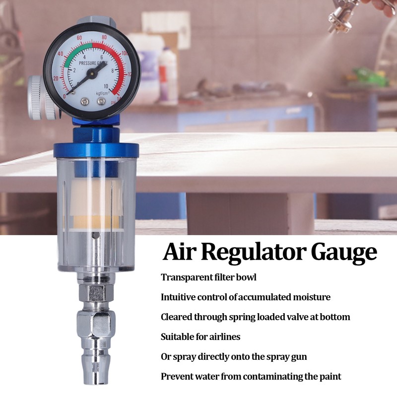Spray Gun Air Regulator Aluminum Alloy Plastic In Line Water