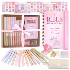 Bible Journaling Kit,Study Bible Journal Bible Highlighters and Pens No Bleed,Bible Study Supplies Study Bible for Women,Special Pencil Case with Bible Tabs,Bible Accessories Christian Gifts for Women