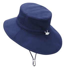 American Trends Kids Sun Hat Toddler Beach Hat Summer Hat for Kids Wide Brim & Adjustable UPF 50+ Bucket Hat Sun Protection Hat for Boys Girls 1 Pack Navy Bule 12-24 Months