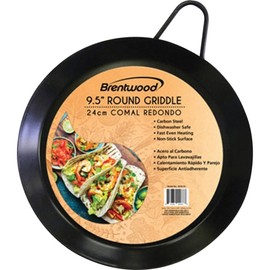 Brentwood Appliances BCM-24 Carbon Steel Non-Stick Round Comal Griddle (9.5-Inch) Pans, NORMAL, Black