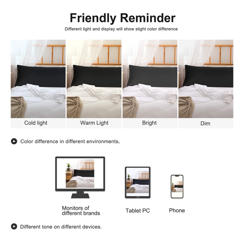PiccoCasa Body Pillow Cover Pillowcase, 300 Thread Count, 100% Long