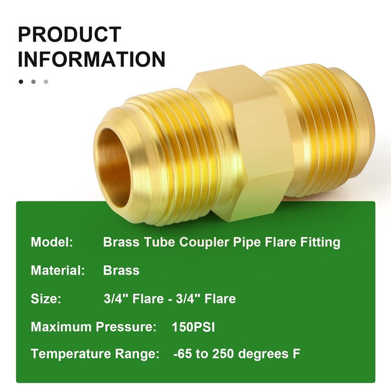 TAISHER Metals Brass 5PCS 3/4 Inch Flare x 3/4 Inch