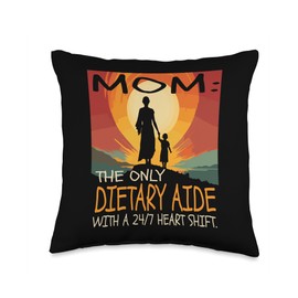 DIETARY AIDE Gifts Dietary Aide Job & Mother's Day Themed Cute Design Throw Pillow, 16x16, Multicolor