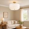 QHANTOMIZE 16" Semi Flush Mount Ceiling Light Fixture, 3-Light Black