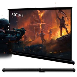 Cocar 50" Portable Movie Screen 16:9 for Mini/Professional LED/LCD/DLP Projector Self Standing Installation Free Pull-Out Style Indoor Outdoor Home Cinema 3D 4K HD Movie ¡­