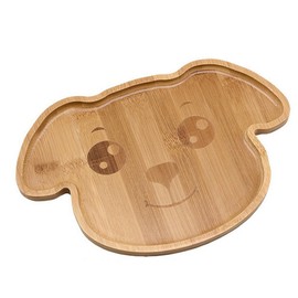 JB HOME COLLECTION 4915, Bamboo Food Plate for Snacks Appetizer Fruit Vegetable | Children Meal Plate | Picnic Kitchen Party | Eco-Friendly Plates, Dog Face Shaped, 9.75"X6.75", 1 Pack