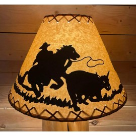 Unbranded Rustic Oiled Kraft Lamp Shade with Cowboy Design - 16"
