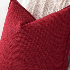 Sungeek Set of 2 Soft 3D Plaid Cushion Covers, Decorative Cushion Covers, Wrapped Edge Cushion Cover, Decorative Cushion Cover for Sofa, Couch, Bedroom, Living Room (Red, 40 x 40 cm)