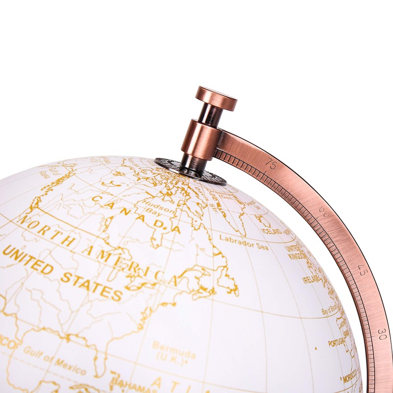 TOPGLOBE 20cm Globe Golden and White Colour Metallic - Wedding
