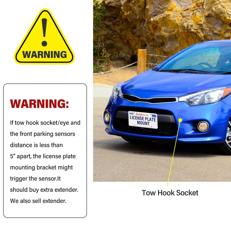 No Drill Front License Plate Bracket Compatible with Kia Forte