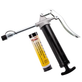 Lumax LX-1172 - Pistola de grasa con mango de pistola pequeña negra con cartucho de 3 onzas. Pistola de grasa compacta y ligera. El agarre de pistola hace que sea fácil para el funcionamiento con una sola mano.