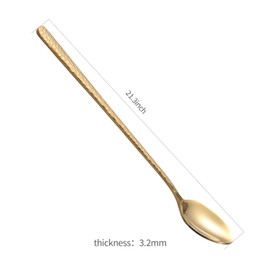 TSWEIHOME 8.4-Inch Hammered Golden Ice Tea Spoons Long Handle, Coffee Spoons, Ice Cream Spoons, Stainless Steel Cocktail Stirring Spoons, Tea Spoons，Set of 8
