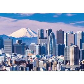 Cuties 300 Piece Jigsaw Puzzle Japanese City 44 Shinjuku City Tokyo "Mt. Fuji and Shinjuku Skyscrapers Group" (26 x 38 cm)