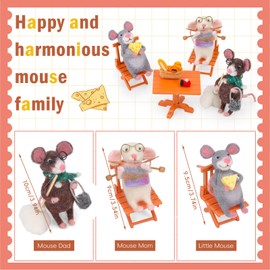 UOOU Needle Felting Kit,3 Pcs Mouse Family Needle Felt Beginner Kit,Including Basic Needle Felting Tools,Instructions,Needle Felt Craft Kit for Indoor Home Decor