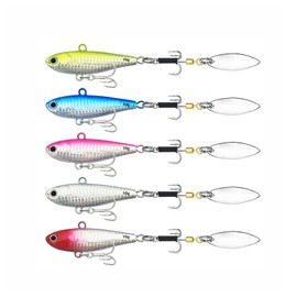 TUXIBIN Artificial Bait, 5 Pieces Fishing Lures, Spinner, Artificial Bait, Spinner Bait, Jig Spinner Set, Fishing Hooks for Bass, Trout, Pike, Walleye, Catfish, Chub 5-11/10g