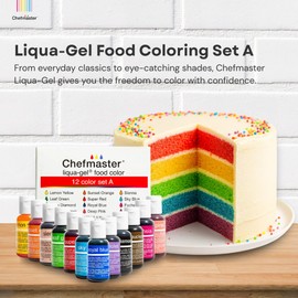 Chefmaster - Liqua-Gel Food Coloring - Fade Resistant Food Coloring - 12 Pack - Vibrant, Eye-Catching Colors, Easy-To-Blend Formula, Fade-Resistant