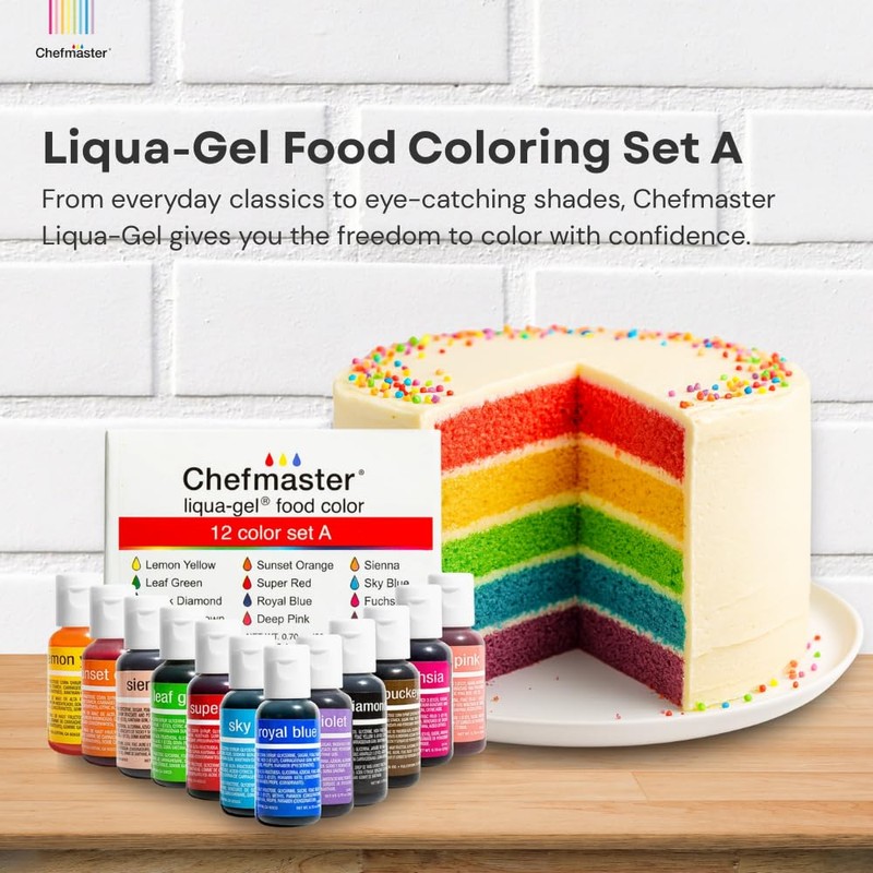 Chefmaster - Liqua-Gel Food Coloring - Fade Resistant Food Coloring