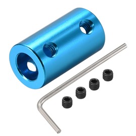 sourcing map Shaft Coupling Connector 6 mm to 8 mm Bore Rigid Coupling Adjusting Screw L20XD12 Aluminium Alloy Light Blue Pack of 4