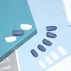 Allereya Oval Press on Nails Blue White Matte Artificial Nails
