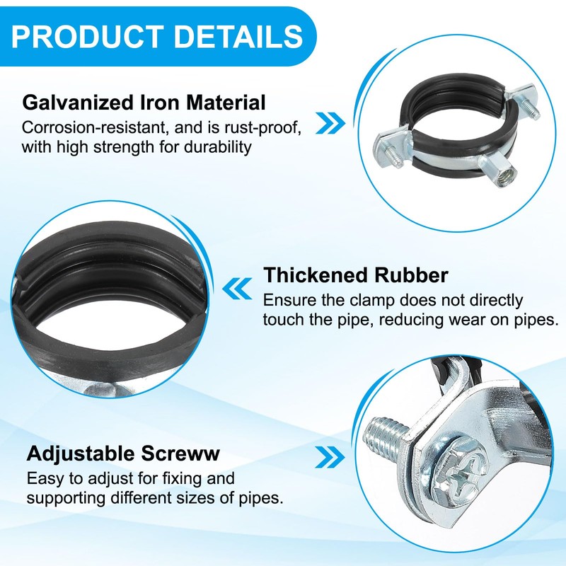 PATIKIL 1.7"-2"/44-50mm Split Ring Pipe Hanger, 2 Pcs Heavy Duty