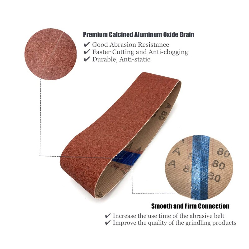 24 PCS 2-1/2 x 14 inch Abrasive Sanding Belts, 6