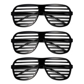 Komonee 3 x Black Shutter Shades Fun Novelty Plastic Party Retro Fancy Dress Costume Prop Rave Club Eyewear Disco Adults 80's Sunglasses