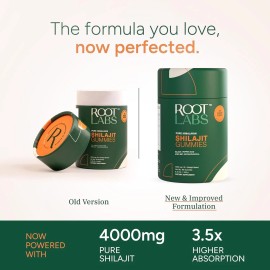 ROOT LABS 4000 mg Pure Himalayan Shilajit Gummies, KSM-66 Ashwagandh I 60 Gummy