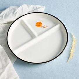 Portion Control Plate, 8 Inch Divided Plates, Ceramic Dinner Plate for Balanced Meal, Dessert Plate, Food Serving Plate, Reusable Dishes-Weather-1 PCS-Sun