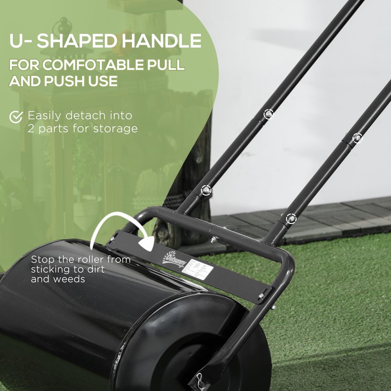 Outsunny 20-Inch Push/Tow Behind Lawn Roller Filled with 10 Gal