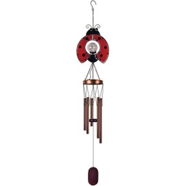 Sunset Vista Designs Collection Solar Wind Chime, Ladybug, 7.48" x 4.33" x 38"