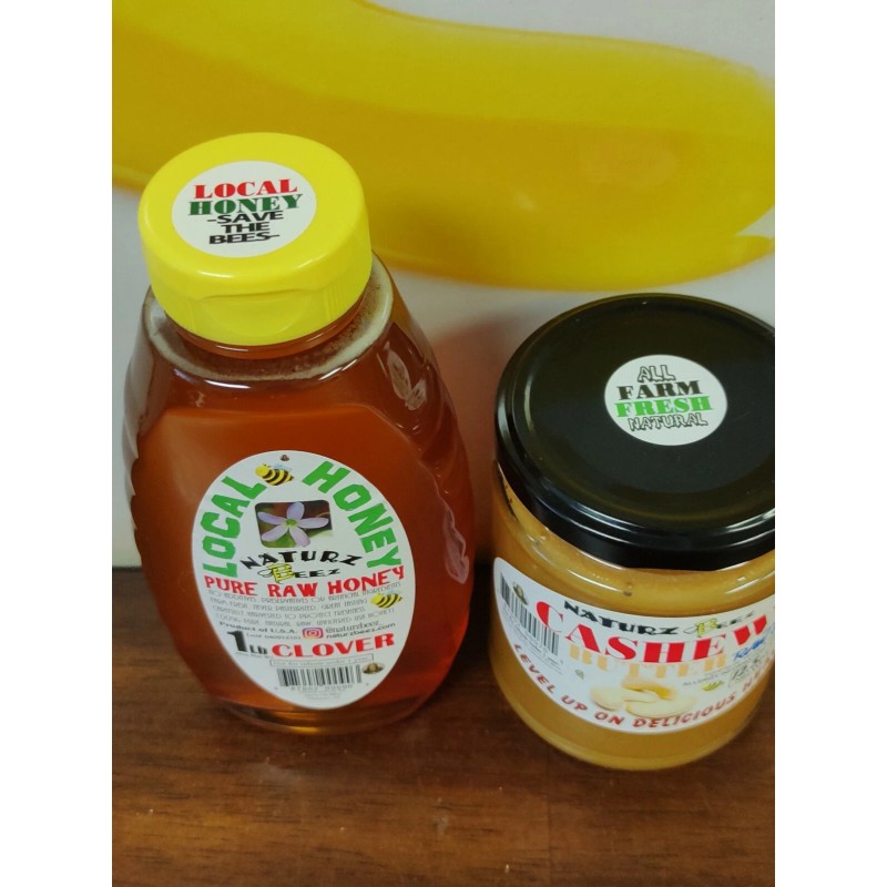 NATURZ BEEZ RAW HONEY CLOVER 1Lb / 454g with Free