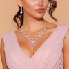 Clearine Wedding Bridal Jewellery Set Teardrop Rhinestone Cluster Statement Necklace