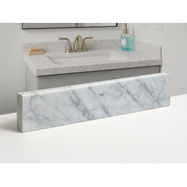Threshold.shop Bathroom Vanity Sink Backsplash and Sidesplash (Carrara Marble, 4" x 30")