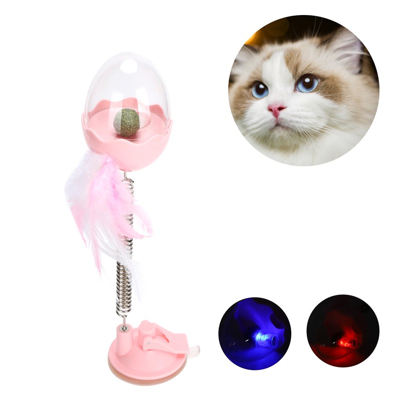 ABS LED Lighting Swing Spring Feather Leak Food Pet Toy
