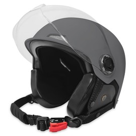 Motorcycle Helmet,Summer Handmade Personality Vintage DOT Approved, German Style Half Helmet Motorcycle Cruiser Scooter with Windproof Glasses Cool Helmet for Men and Women (Medium, Gray)