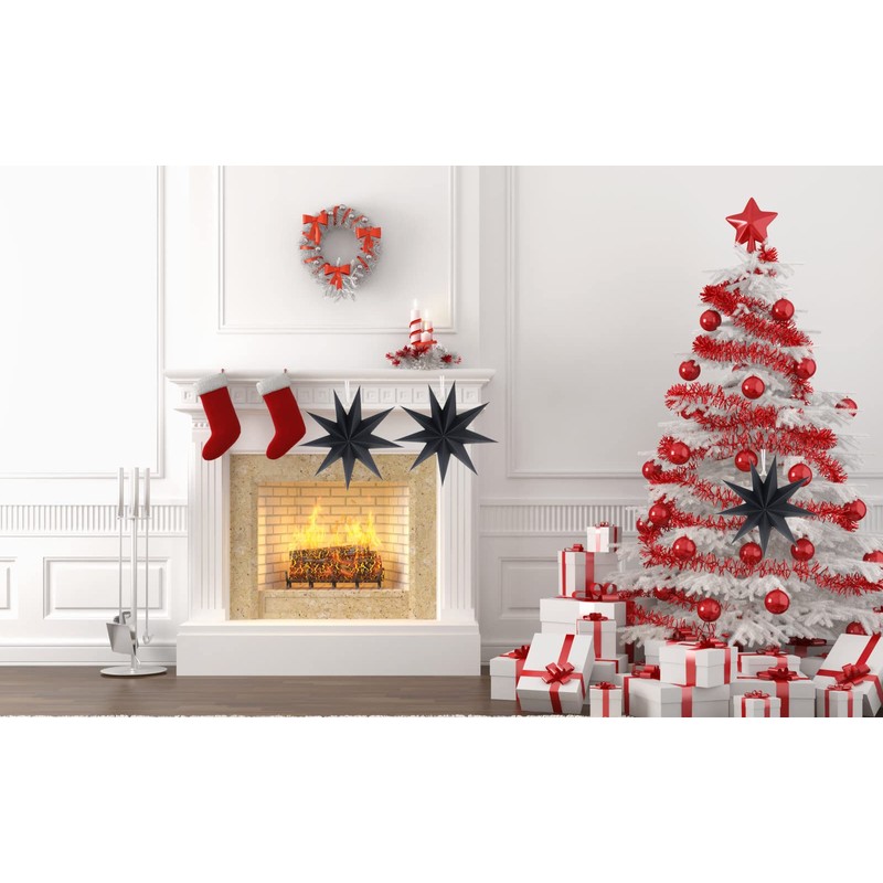 Sunbeauty Paper Star Decorations, Set of 3, Foldable Stars, Christmas
