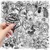50PCS Transparent Black and White Plant Stickers for Water Bottle,Car,Bike,