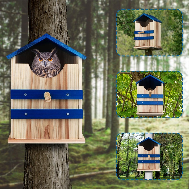 Screech Owl House, Large Handmade Wooden Owl Boxes for Outside