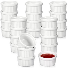 Amyhill 24 Pcs 1 oz Mini Ramekins Small Porcelain Tiny Dipping Sauce Cups Dessert Cups Exactly Designed for Souffle Dish Salsa and Jams