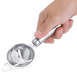 Mumusuki Separador de Huevo Profesional de Acero Inoxidable - Filtra Yemas y Claras, Rompe Cascarones Gancho Colgante, Fácil Limpieza y Almacenaje