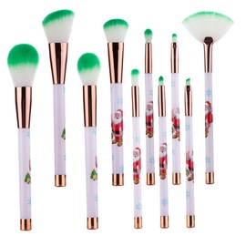 WOONEKY Christmas Makeup Brush Collection Set Green Aluminum Tube Synthetic Fiber for Girls Safe Comfortable