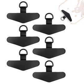 BOHUIZ 6Pcs Phone Tether Tags, Stainless Steel Cellphone Lanyard Tether Patches Black Crossbody Cell Phone Lanyard Connector Clip Compatible with Most Smartphones