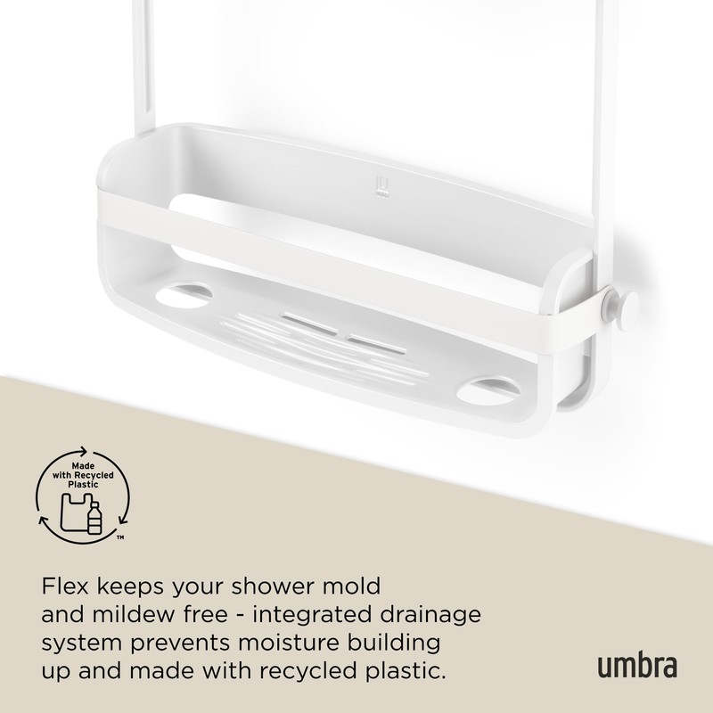 Umbra Flex Hanging Shower Caddy with 2 Shelves, Bathtub Shelf