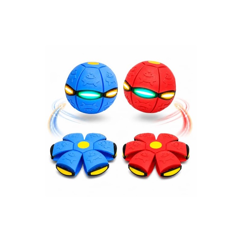 2pcs Magic Bouncing Ball 6-Lights,Transforming Flying Disc Ball, Pop-Up Rebound