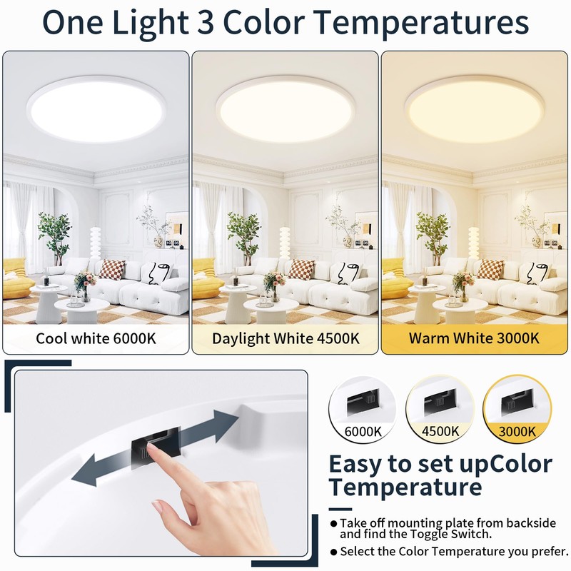 20 Inch LED Dimmable Ceiling Light Fixture 40W - Round