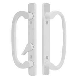 Wynn Hardware 8.5" Legacy Sliding Patio Glass Door Offset Latch White Handle Set Replacement - Sash Controls 2265 - No Mortise, Fits 3-15/16" Screw Hole Spacing and 1-1/4" to 2-1/4" Door Thickness