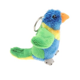 Cute Soft Cuddly Fluffy Christmas Birthday Gift Plush Fabric Animal Pet Farm Safari Wildlife Women Men Car Handbag Bag Backpack Purse Charm Keyring Key Chain Rings (Green Macaw)