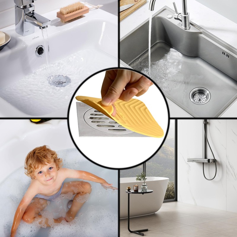 DIFENLUN Shower Drain Cover Tub Stopper,2 Pieces Sewer Anti-Odor Mat