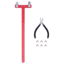 Pwshymi Bow String Nocking Point Sets Archery Bow String Nocking Points Brass Buckle Clip Pliers T Shape Measurement Ruler Set for Archery Sportinggoods