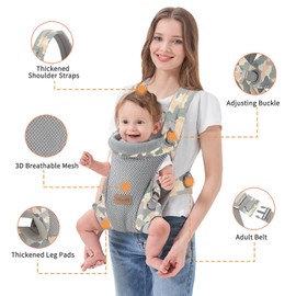 BABYPARK 3-in-1 Baby Carrier Newborn to Toddler - Ergonomic(7.5-45lbs),Cozy Baby Carrier，Enhanced Lumbar Support，Easily AdjustableLightweight & Breathable Child Carrier(Camouflage)